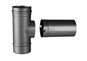 T-Klix 87°s odkapničkou, stěna 1,0mm, délka odbočky 150mm, DN140 mm